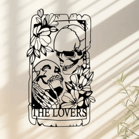 CIFbuy Gothic Aluminum Skeleton Lovers Tarot Wall Art Dark Themed Home Decor Holiday Gift(TikTok, temu pick-up service)