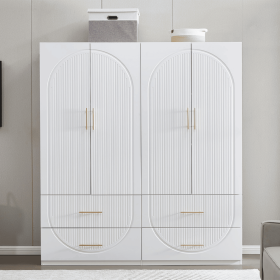 74" H Wardrobe Closet with 2 Doors Wood Armoire Wardrobe Closets Cabinet Wardrobe Cabinet White Storage Cabinet Bedroom Armoires with Hanging Rod