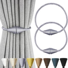 2 Pack Magnetic Curtain Tiebacks Rope Modern Handmade Curtain Tie Backs Decorative Drapes Weave Holdbacks for Window DÃ©cor, Grey