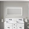 55 x 28 Inch LED Bathroom Mirror with Front and Backlight, Wall Mounted Vanity Mirror with Aluminum Frame, Anti-Fog, Memory, 3 Colors