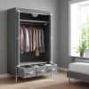 Portable Wardrobe 67Ã—35.4Ã—17.7in (Gray) - Rolling Door, Hanging Rack, Non - Woven Fabric Storage & 3 Drawer Boxes, Tool - free Setup