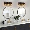 18" Industrial Vintage 3-Light Wall Sconce - Black Cage Wall Lighting Fixture with Wooden Accents for Bathroom, Hallway