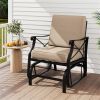 Black Metal Patio Glider Chair with Brown Washable Cushion, 330 lbs Capacity Ergonomic Outdoor Rocking Chair for Porch
