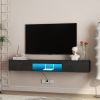 Floating TV Stand Wall Mounted with 16 Color LEDs,69" Modern TV Stand, Floating TV Cabinet Entertainment Center for 55 60 65 Inch TV,Black