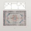 4x6 Area Rug, Vintage Machine Washable Rug, Non-Slip Floor Carpet for Living Room, Bedroom, Dining Room, Brown and Blue