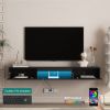 Floating TV Stand Wall Mounted with 16 Color LEDs,69" Modern TV Stand, Floating TV Cabinet Entertainment Center for 55 60 65 Inch TV,Black