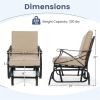Black Metal Patio Glider Chair with Brown Washable Cushion, 330 lbs Capacity Ergonomic Outdoor Rocking Chair for Porch