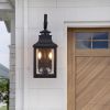 23"(H) 2-Pack Outdoor Wall Lantern Light â€“ Vintage Black Metal Sconce with Clear Seeded Glass for Porch, Patio, and Garden (Bulb Not Included)