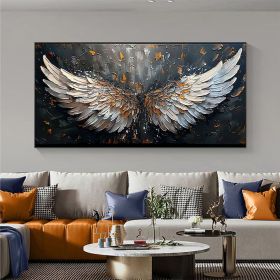 Abstract Wings Oil Painting on Canvas Large Wall Art Original Feather Painting Wings Wall Decor Living room Home Decor Gifts for Friend (Style: 01, size: 100x200cm)