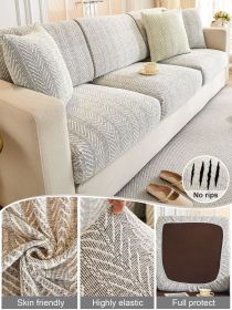 1 PC Herringbone Pattern Chenille Sofa Cover, All Season Universal Sofa Cushion, Non Slip Sofa Cover Cloth (Color: Dark Gray, size: L-shaped sofa)