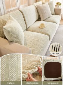 1 PC Herringbone Pattern Chenille Sofa Cover, All Season Universal Sofa Cushion, Non Slip Sofa Cover Cloth (Color: GREEN, size: Single seat)