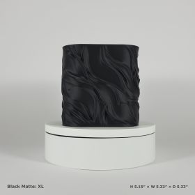 Flowing Textured Planter | Sculptural Accent for Your Space (Color: Black Matte, size: XL)