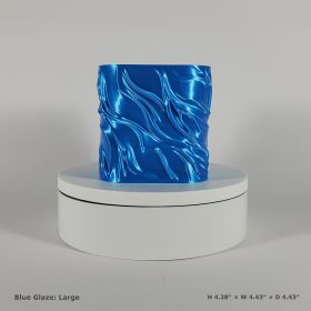 Flowing Textured Planter | Sculptural Accent for Your Space (Color: Blue Glaze, size: large)