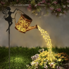 Outdoor Solar Watering Can with Lights Garden Decor Large Solar Powered Lanterns Hanging Waterproof LED Decorative Retro Metal Kettle String Lights fo