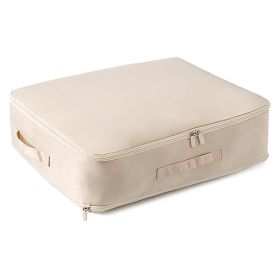 Large Foldable Storage Bag For Comforter Quilt Blanket Clothes Pillows Beddings Self Compression Organizer For Duvet Closet Storage Containers With Du (Color: Apricot, size: M)