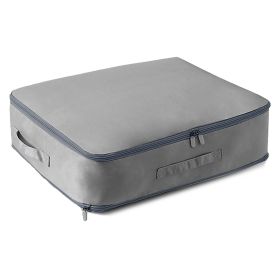 Large Foldable Storage Bag For Comforter Quilt Blanket Clothes Pillows Beddings Self Compression Organizer For Duvet Closet Storage Containers With Du (Color: Grey, size: M)