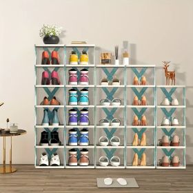 9-Layer Vertical Shoe Rack â€“ Space-Saving Stackable Shoe Organizer for Entryway, Closet, Dorm, Bathroom â€“ Easy Assemble Plastic Shoe Shelf (Color: Blue nine)