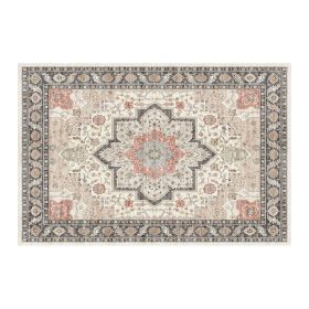 1PC Bohemian Vintage Watercolor Doormat - Non-Slip Soft Rug, Stain-Resistant Washable Mat for Entryway, Kitchen, Living Room, Laundry & Bathroom (colour: KSX-3-5-9, size: 3*5ft/91*153cm)