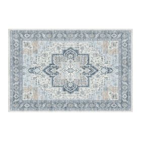 1PC Bohemian Vintage Watercolor Doormat - Non-Slip Soft Rug, Stain-Resistant Washable Mat for Entryway, Kitchen, Living Room, Laundry & Bathroom (colour: KSX-3-5-4, size: 3*5ft/91*153cm)