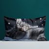 2 Pcs Cats And Starry Sky Art Bedroom Satin Print Soft Skin Friendly Pillowcases Suitable For All Seasons
